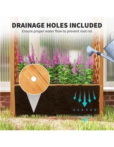 Outsunny Wooden Raised Garden Bed with Trellis, Liner, Drainage Holes, for Vine Climbing Plants, Flowers, 83 x 36 x 145 cm