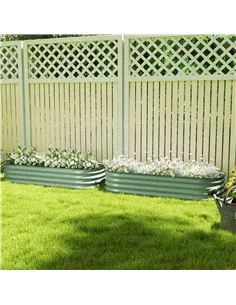 Outsunny Galvanised Raised Garden Bed, Metal Planter Box with Safety Edging, for Flowers, Herbs, Succulents, Pack of 2, Green 2