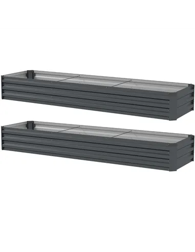 Outsunny 60 x 240cm Galvanised Steel Planter, with Open Bottom, Pack of 2