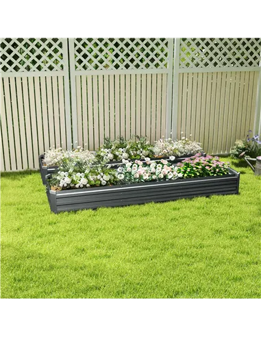 Outsunny 60 x 240cm Galvanised Steel Planter, with Open Bottom, Pack of 2