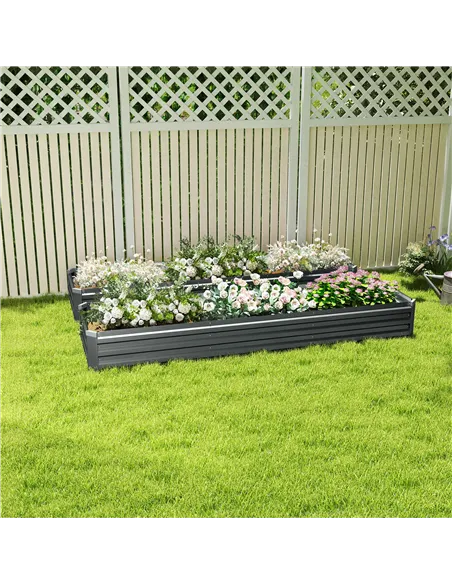 Outsunny 60 x 240cm Galvanised Steel Planter, with Open Bottom, Pack of 2