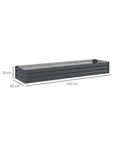 Outsunny 60 x 240cm Galvanised Steel Planter, with Open Bottom, Pack of 2