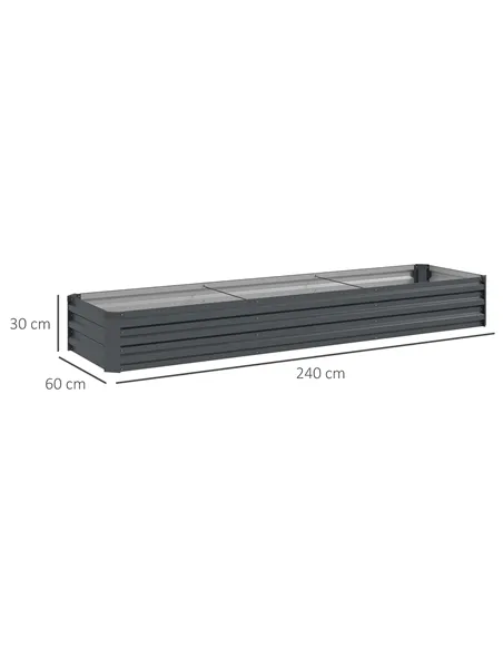 Outsunny 60 x 240cm Galvanised Steel Planter, with Open Bottom, Pack of 2