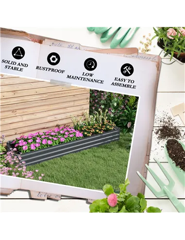 Outsunny 60 x 240cm Galvanised Steel Planter, with Open Bottom, Pack of 2