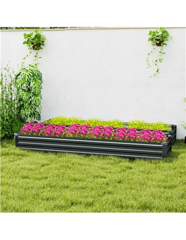 Outsunny 60 x 240cm Galvanised Steel Planter, with Open Bottom, Pack of 2