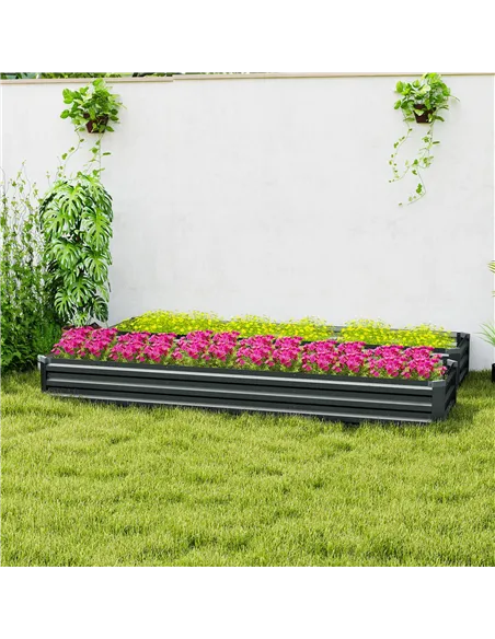 Outsunny 60 x 240cm Galvanised Steel Planter, with Open Bottom, Pack of 2