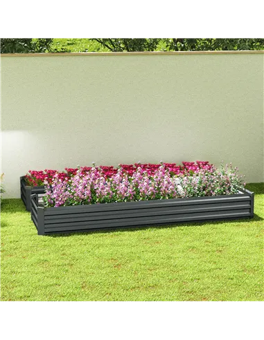 Outsunny 60 x 240cm Galvanised Steel Planter, with Open Bottom, Pack of 2