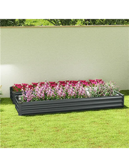 Outsunny 60 x 240cm Galvanised Steel Planter, with Open Bottom, Pack of 2