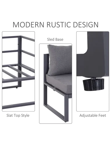 Outsunny 6 PCs Outdoor Indoor Sectional Corner Sofa Set Thick Padded Cushions Aluminium Frame 5 Seaters 1 Coffee Table Grey