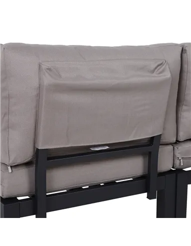 Outsunny 3 Pieces Garden Furniture Set, Aluminium 4 Seater Corner Sofa Set with 2 Loveseats, Coffee Table and Side Trays, Outdoo