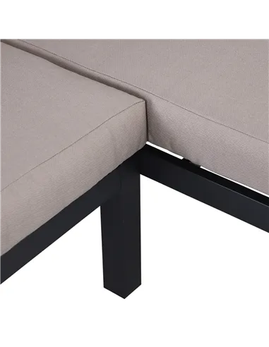 Outsunny 3 Pieces Garden Furniture Set, Aluminium 4 Seater Corner Sofa Set with 2 Loveseats, Coffee Table and Side Trays, Outdoo