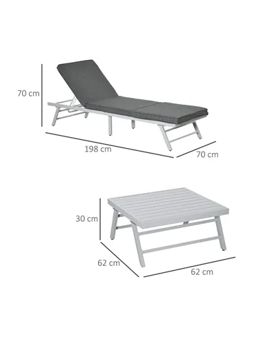 Outsunny 3 Pieces Garden Furniture Sets, 6 Seater Corner Sofa Set with Adjustable Backrest Chase Lounge with Slatted Metal Top T