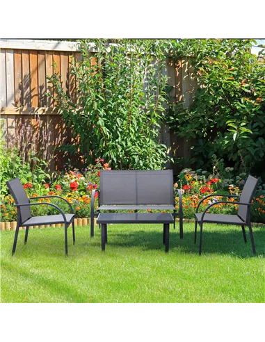 Outsunny Four-Piece Minimal Garden Patio Set - Grey