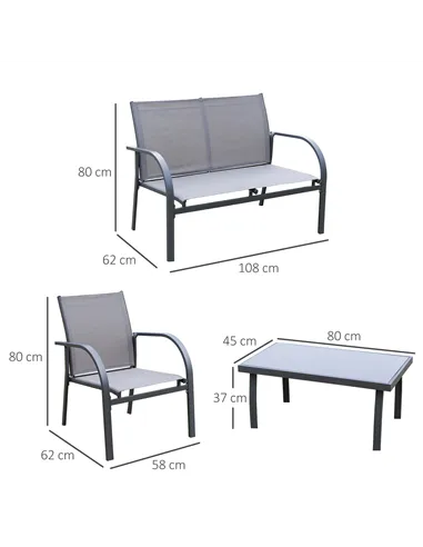 Outsunny Four-Piece Minimal Garden Patio Set - Grey