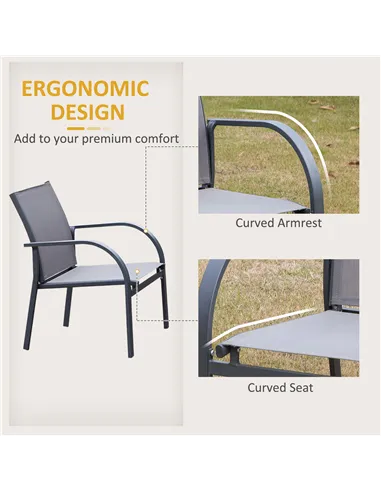 Outsunny Four-Piece Minimal Garden Patio Set - Grey