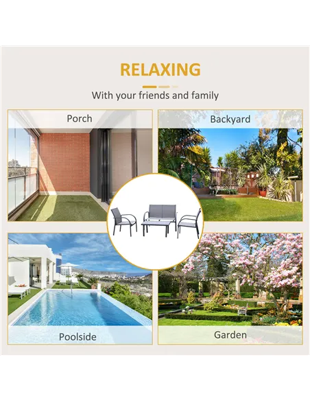 Outsunny Four-Piece Minimal Garden Patio Set - Grey
