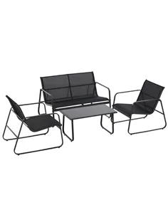 Outsunny Four-Piece Minimalistic Garden Sofa Set - Black