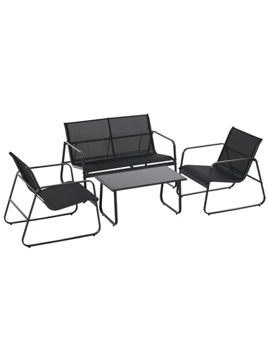 Outsunny Four-Piece Minimalistic Garden Sofa Set - Black