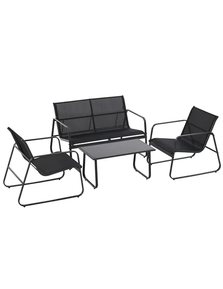 Outsunny Four-Piece Minimalistic Garden Sofa Set - Black