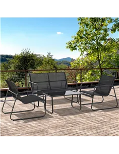 Outsunny Four-Piece Minimalistic Garden Sofa Set - Black 2