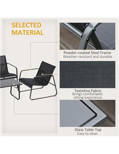 Outsunny Four-Piece Minimalistic Garden Sofa Set - Black