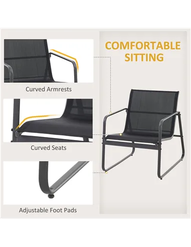 Outsunny Four-Piece Minimalistic Garden Sofa Set - Black