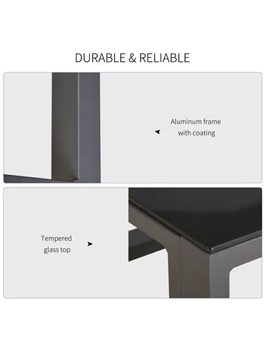 Outsunny 5 Pieces Outdoor Patio Furniture Set, Sofa Couch with Glass Coffee Table, Cushioned Chairs and Aluminum Tube, for Balco