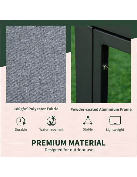 Outsunny Garden Daybed, 6 Piece Outdoor Sectional Sofa Set, Aluminum Patio Conversation Furniture Set with Coffee Table, Footsto