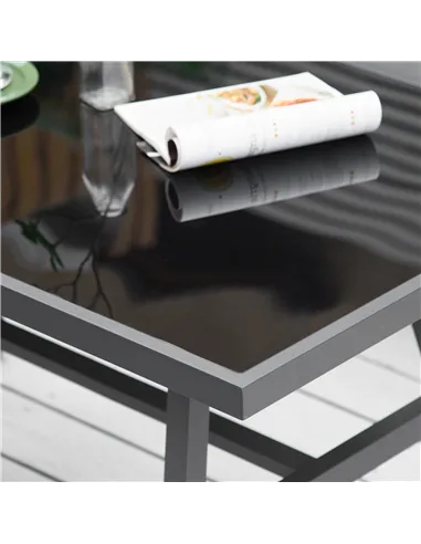 Outsunny 4 Piece L-shaped Garden Furniture Set 8-Seater Aluminium Outdoor Dining Set Conversation Sofa Set w/ Bench, Dining Tabl