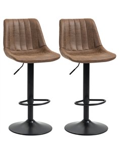 HOMCOM Bar Stools Set of 2, Swivel Counter Height Barstools with Back, Adjustable Bar Chairs, Breakfast Dining Stools for Kitche