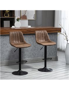 HOMCOM Bar Stools Set of 2, Swivel Counter Height Barstools with Back, Adjustable Bar Chairs, Breakfast Dining Stools for Kitche 2