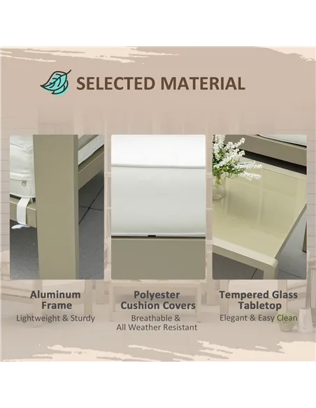 Outsunny 4 Pieces Outdoor Garden Furniture Set, Aluminium Frame Backyard Furniture w/ Thick Padded Cushioned Loveseat, 2 Chairs,