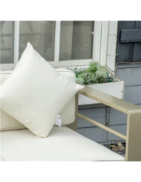 Outsunny 4 Pieces Outdoor Garden Furniture Set, Aluminium Frame Backyard Furniture w/ Thick Padded Cushioned Loveseat, 2 Chairs,