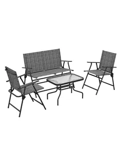 Outsunny Four-Piece Metal Garden Sofa Set - Mixed Grey