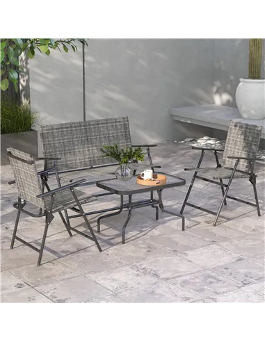 Outsunny Four-Piece Metal Garden Sofa Set - Mixed Grey
