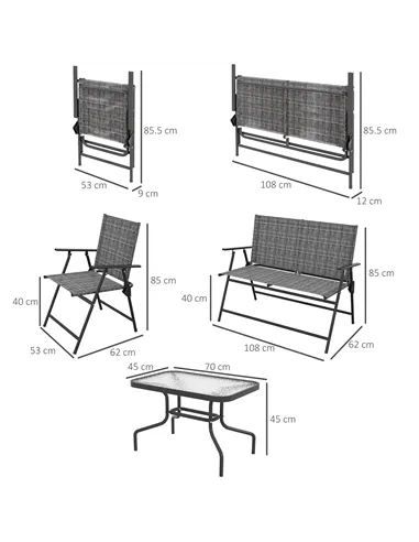Outsunny Four-Piece Metal Garden Sofa Set - Mixed Grey