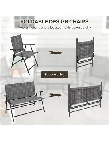 Outsunny Four-Piece Metal Garden Sofa Set - Mixed Grey