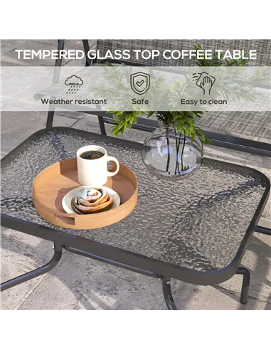 Outsunny Four-Piece Metal Garden Sofa Set - Mixed Grey