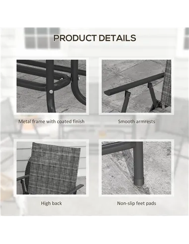 Outsunny Four-Piece Metal Garden Sofa Set - Mixed Grey