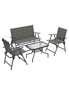 Outsunny Four-Piece Metal Garden Sofa Set - Mixed Brown