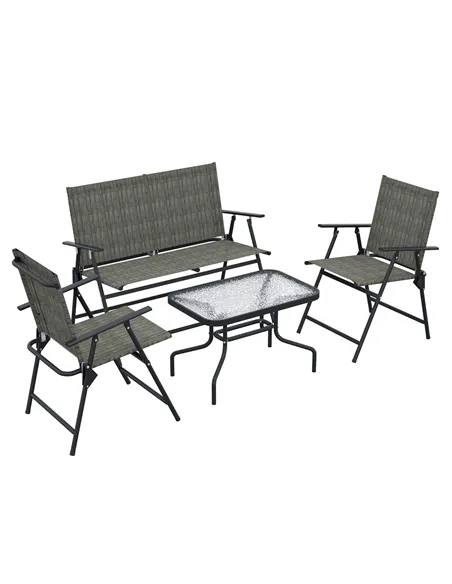 Outsunny Four-Piece Metal Garden Sofa Set - Mixed Brown