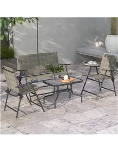 Outsunny Four-Piece Metal Garden Sofa Set - Mixed Brown 2