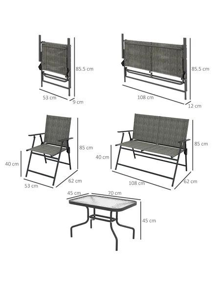 Outsunny Four-Piece Metal Garden Sofa Set - Mixed Brown