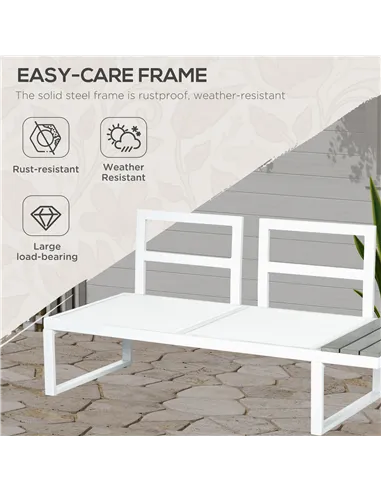 Outsunny 4 Pieces Garden Furniture Set, 5-Level Reclining Garden Corner Sofa Set, Outdoor Lounge Conversation Sectional with Cus