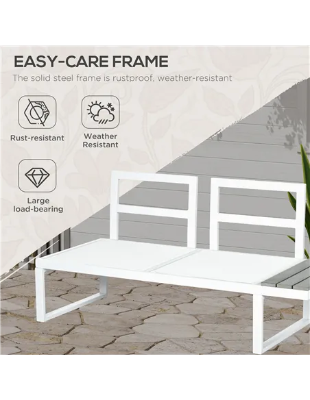 Outsunny 4 Pieces Garden Furniture Set, 5-Level Reclining Garden Corner Sofa Set, Outdoor Lounge Conversation Sectional with Cus