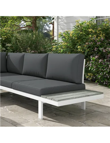 Outsunny 4 Pieces Garden Furniture Set, 5-Level Reclining Garden Corner Sofa Set, Outdoor Lounge Conversation Sectional with Cus