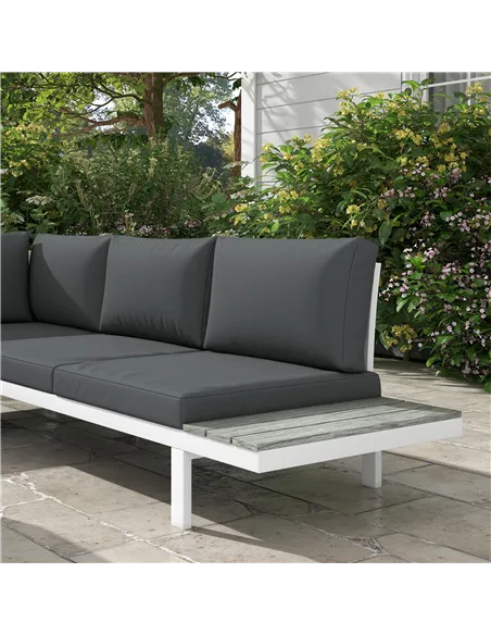 Outsunny 4 Pieces Garden Furniture Set, 5-Level Reclining Garden Corner Sofa Set, Outdoor Lounge Conversation Sectional with Cus