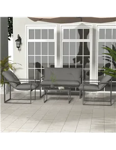 Outsunny Four-Piece Relaxed Back Garden Dining Set - Black/Grey 2