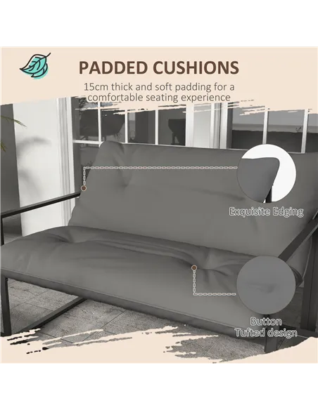 Outsunny Four-Piece Relaxed Back Garden Dining Set - Black/Grey