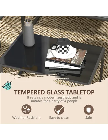 Outsunny Four-Piece Relaxed Back Garden Dining Set - Black/Grey